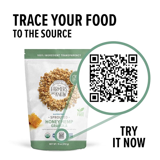 One Degree Organic Foods Sprouted Oat Honey Hemp Gluten Free Granola - USDA Organic (11 oz. - 6 pack)
