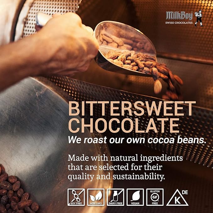 Milkboy Swiss Chocolates 72% Dark Chocolates Variety Pack - Chocolate Bars - Crafted in Switzerland - All Natural Sustainably Farmed Cocoa - Gluten &amp GMO Free Vegan - 3 oz (Pack of 5)