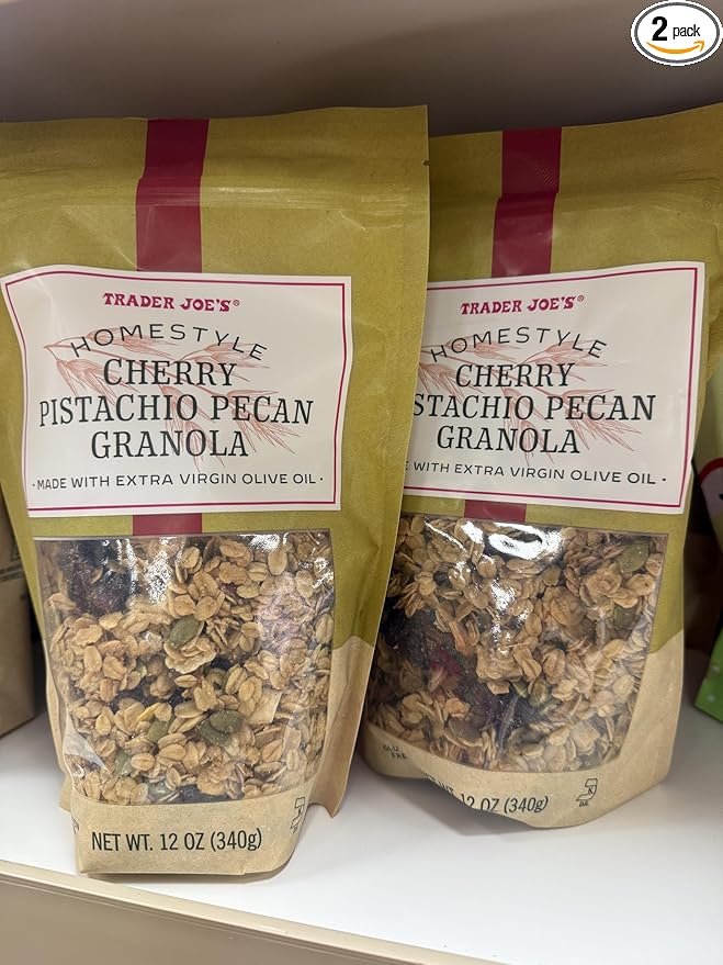 Trader Joe's Cherry Pistachio Pecan Granola with Extra Virgin Olive Oil 12 Oz Pack of 2