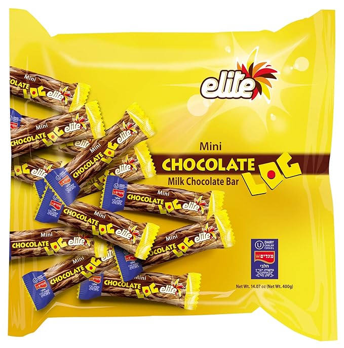 Elite Mini Milk Chocolate Log (Mekupelet) - 14.1 oz Bag Premium Rich Dairy Chocolate