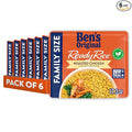BEN'S ORIGINAL READY RICE Roasted Chicken Flavored Family Size Rice Easy Dinner Side 17.3 oz Pouch (Pack of 6)