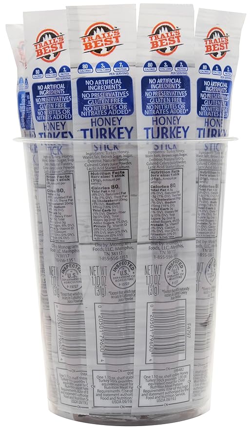 Trail's Best 1.1oz Honey Turkey Sticks - 16-ct Tub