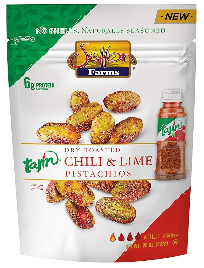 Pistachios Tajin Clasico Chile Lime Seasoned | No Shells | Chili Lime | Non-GMO Project Verified | Gluten Free | Vegan | Kosher | Value Size 20 Oz.