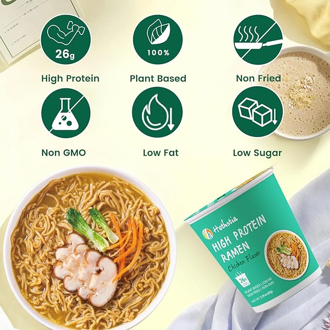 Hethstia High-Protein Ramen Cups &amp Konjac Shirataki Noodle Soup Cups 14 Pack – Pho Spicy Tom Yum Red Curry &amp Laksa Plant-Based Ready-to-Eat Meals