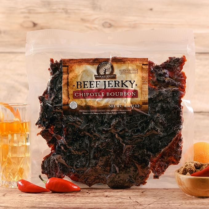 Mahogany Smoked Meats: Chipotle Bourbon Beef Jerky - 16oz