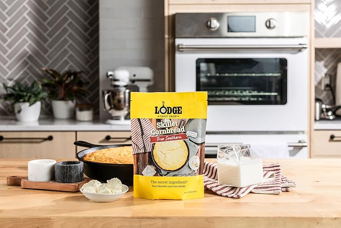 Lodge Cast Iron Skillet Cornbread - Pair with Cast Iron Skillet Wedge Pan Cornstick Pan or Muffin Pan Quality Ingredients (8 Pack) - True Southern