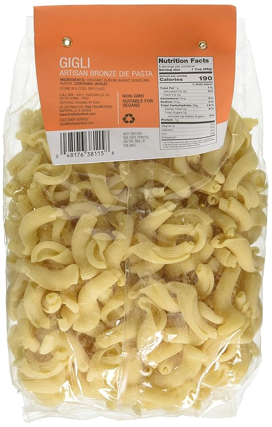 Compagnia Sanremo Pasta Sanremo Italian Organic Gigli Pasta - 100% Durum Wheat Semolina Gigli - 16 Oz (Pack Of 6) - Product Of Italy