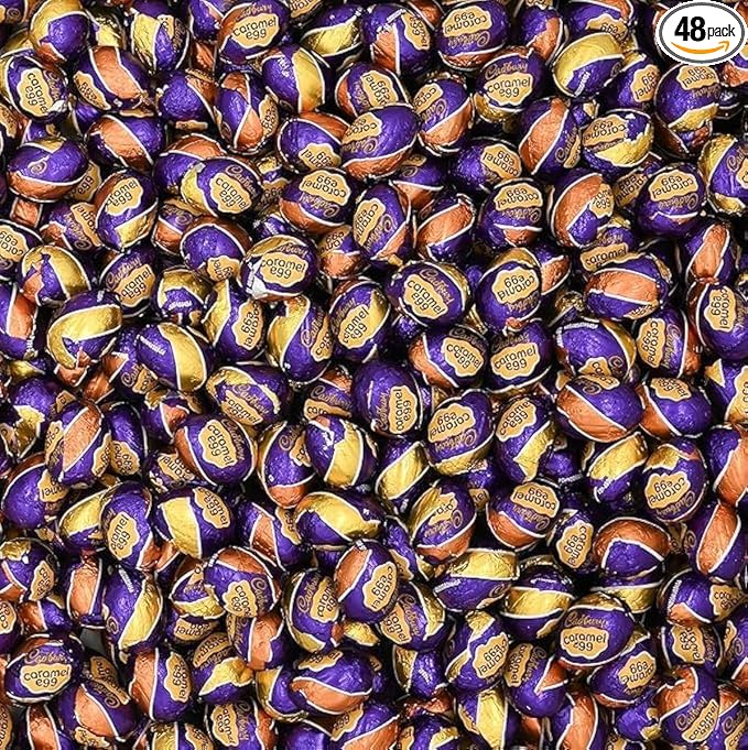 Easter Milk Chocolate Caramel Filled Creamy Mini Eggs Candy - 48 Count Indvidually Wrapped Mini Eggs - Perfect for Easter Gift Basket Filler &amp Beyond - Bulk Party Pack
