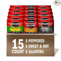 Jack Link's Beef Jerky Bold Variety Pack - Includes Sweet &amp Hot Jalapeno and Peppered Jerky Bulk Protein Snack Pack Good Source of Protein Meat Snacks Made with 100% Beef - 1.25 Oz (Pack of 15
