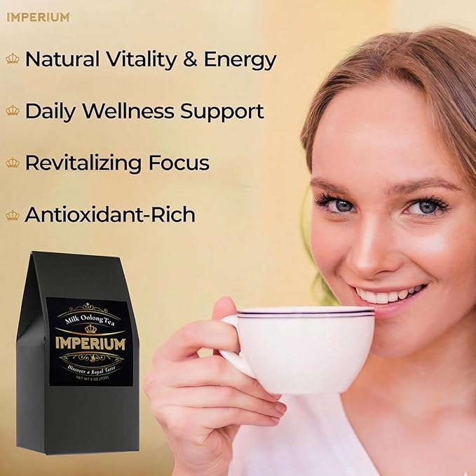 Imperium Milk Oolong Tea Loose Leaf (4oz) Hand-Picked Premium Chinese Oolong Brews 100 Cups Natural Beverage for Everyday Serenity Velvety Smoothness and Creamy Undertones Transcendent Taste
