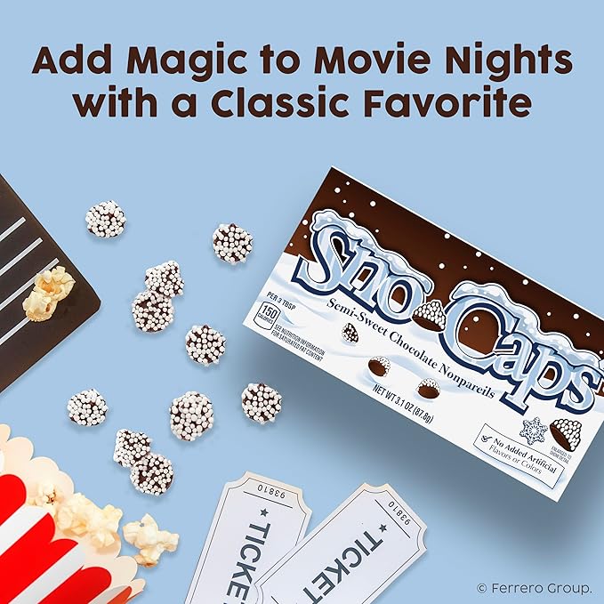 Sno-Caps Semi-Sweet Chocolate Nonpareils Movie Theater Candy Bulk 15 Pack 3.1 oz