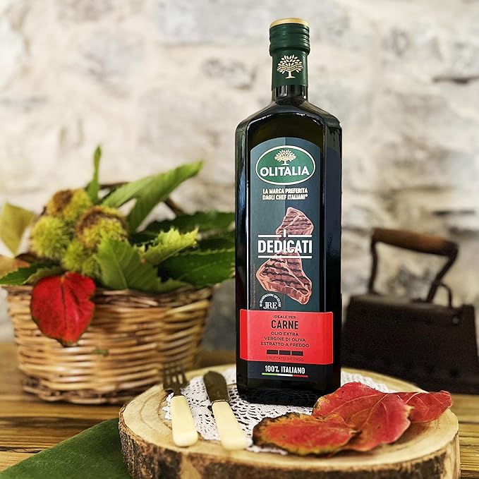 Olitalia Extra Virgin Olive Oil – Meat Flavor Booster (3 Pack) – EVOO Polyfenol – Extracted and Bottled in Italy - Dressing and Marinate – Organic Cold Pressed