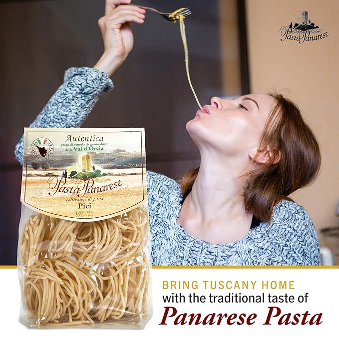 Pasta Panarese Pici Pasta from Italy - Organic Wheat Pasta Made in Italy 500g / 17.63oz (2 pack)