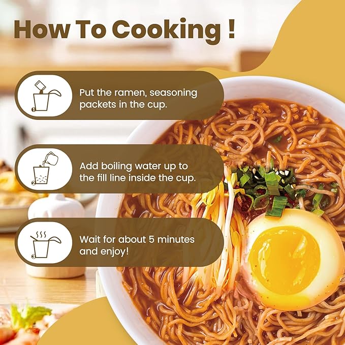 Hethstia High Protein (26g) Ramen Cup Noodles Spicy Curry Flavor 6 Count Plant Based Vegan Noodle Soup Non Fried Low Sugar Low Fat Ready to Eat Healthy Asian Meal &amp Holiday Gift
