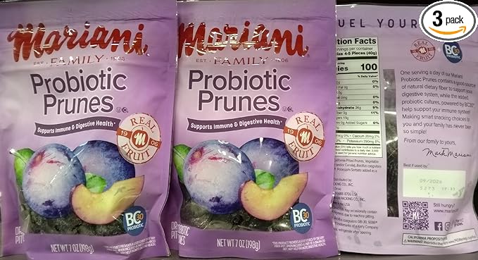 Probiotic Prunes Dried Pitted California Prunes (Pack Of 3 Bags) 7 oz