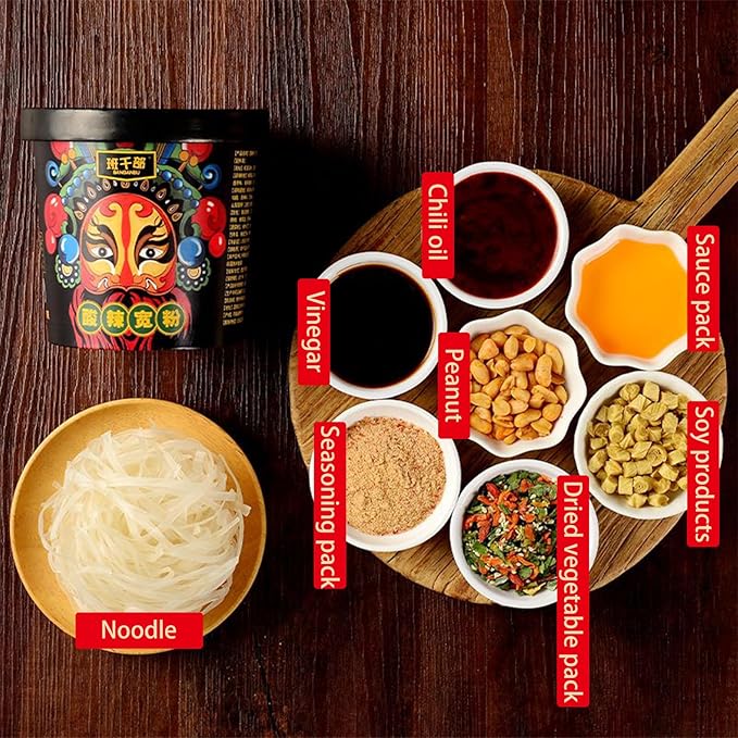 Instant Hot and Sour Noodle Soup Mix Cups152g/5.36oz/cupAuthentic Sichuan Suan Vermicelli Noodles6 Packs酸辣粉