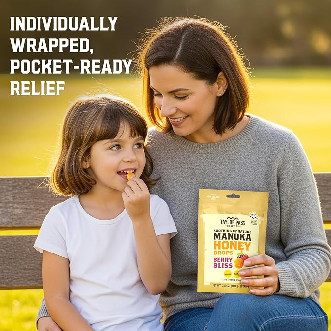 Taylor Pass Mānuka Honey Drops Bundle UMF™ 10+ Cool Mint Zesty Lemon &amp Berry Bliss Lozenges | Natural Soothing On-The-Go | 3 Packs 22 Drops Each | Made in New Zealand
