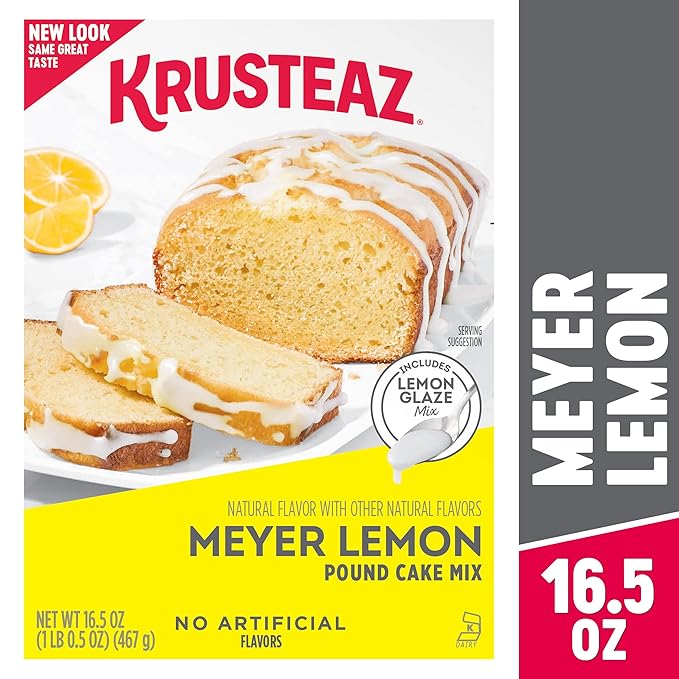 Krusteaz Meyer Lemon Pound Cake Mix with Lemon Glaze Mix 16.5-Ounce Box (Pack of 3)