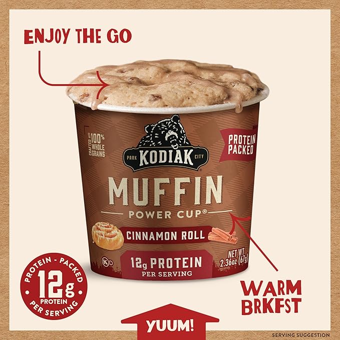 Kodiak Cakes Minute Muffins Cinnamon Roll 2.36 Oz (Pack of 12)