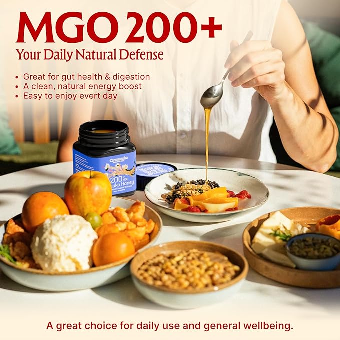 Caramanuka Manuka Honey MGO 200 – 100% Raw &amp Unfiltered Australian Honey Independently Lab-Tested for MGO &amp Glyphosate Bold Caramel-Like Flavor 8.8 oz (250g)