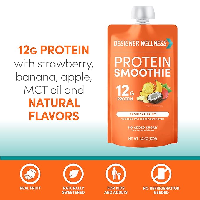 Designer Wellness Protein Smoothies Super Fruits Variety Pack and Tropical Fruit Bundle