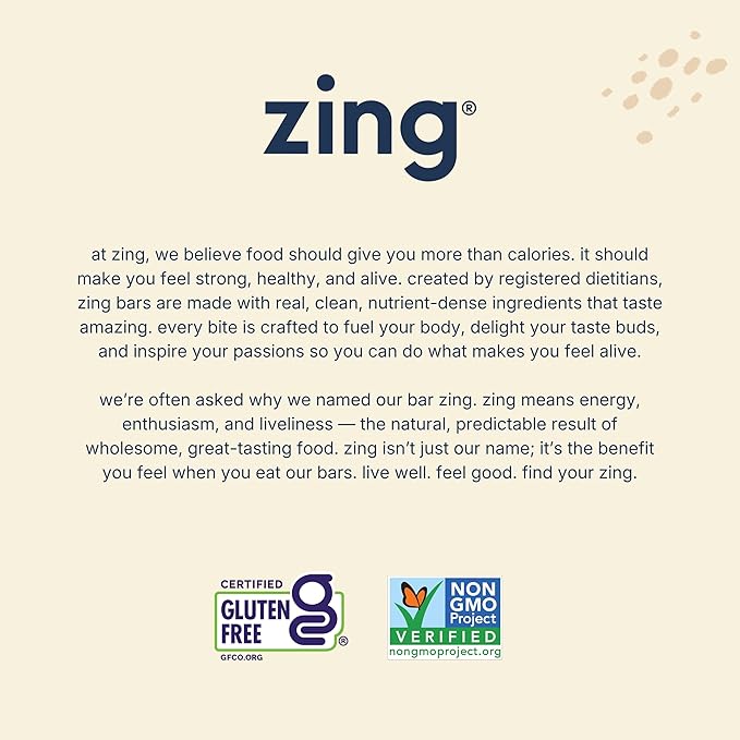 Zing Dark Chocolate Peanut Butter Vegan Protein Bars Gluten Free with High Protein High Fiber Dairy Free Nutrition Bars Plant Based Protein Kosher Low Sugar No Sugar Alcohols - 12 count