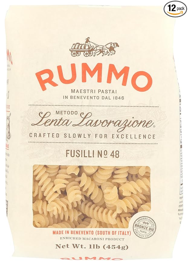Rummo Fusilli Pasta Non GMO Parve Free 1 LB (Pack of 12)