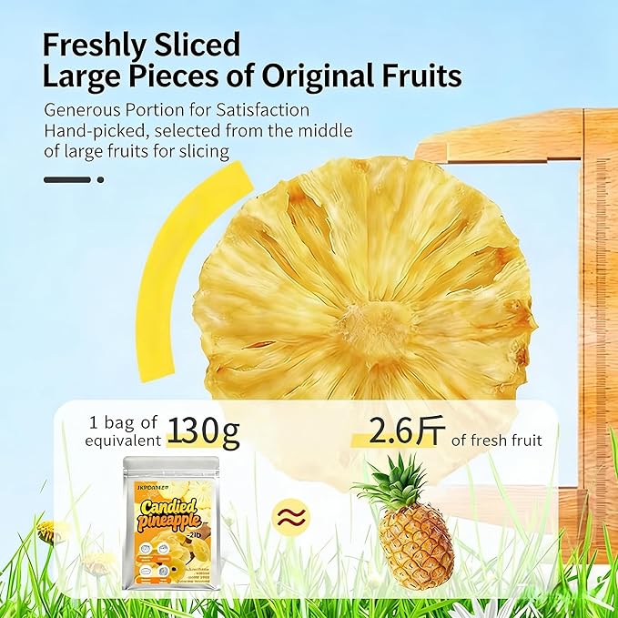 2 Pounds Candied Pineapple Rings Dried Pineapple Slices Sweet and Sour All Natural Vegan Dairy Free