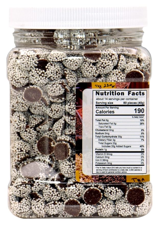 Chocolate Nonpareils - 1.25 Lb (20 Oz) Tub (Mini Dark Nonpareils)