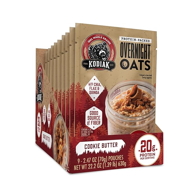 Kodiak Cakes Protein Overnight Oats Cookie Butter 9 pouches