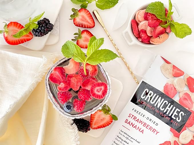 Crunchies Freeze-Dried Fruits 100% All Natural Crispy Fruit Non GMO and Kosher Resealable Freeze Dried Fruit Snack Packs Pack of 6 (Strawberry Banana)