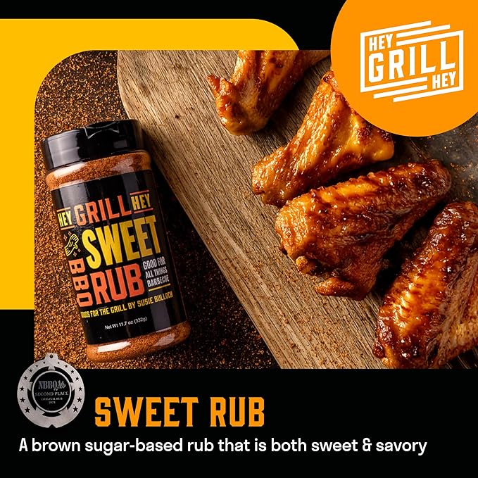 Hey Grill Hey | Chicken Wing Seasoning &amp Sauce Kit | All-in-one Crispy Batter BBQ Rub and Sweet Heat BBQ Sauce | Wing Night: Smoked &amp Fried Wing Kit