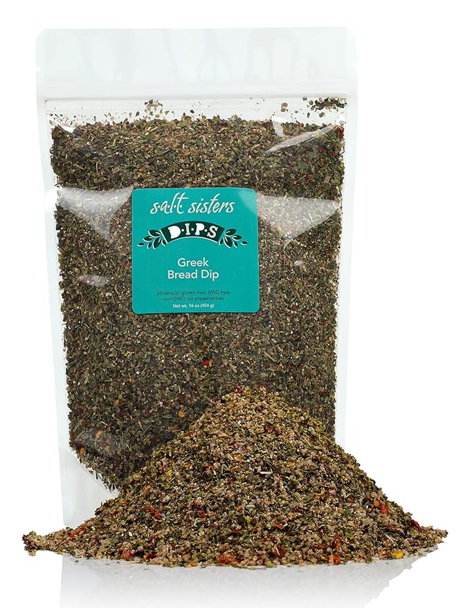 s.a.l.t sisters Greek Bread Dip - Value Size Bold Italian Herb &amp Spice Blend for Extra Virgin Olive Oil Dipping - Versatile Use for Rubs and Dressings - 16 oz