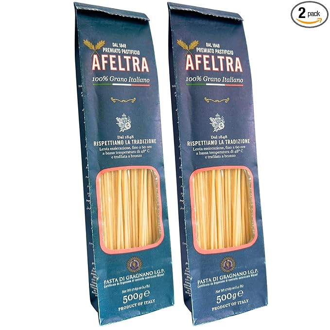 Afeltra Spaghettoni Pasta from Italy 1.1 lb. (500g)(Pack of 2) Spaghetti - Similar to Bucatini - Fettuccine - Linguine - Tagliatelle - Pasta di Gragnano - Bronze Cut - Slow Dried