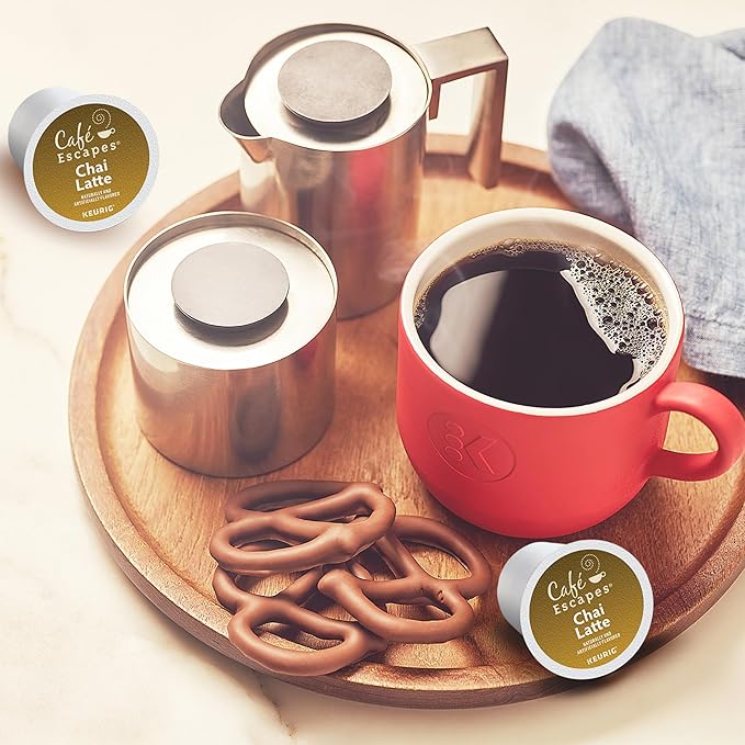 Cafe Escapes Chai Latte Tea Beverage Single-Serve Keurig K-Cup Pods 72 Count (3 Boxes of 24 Pods)