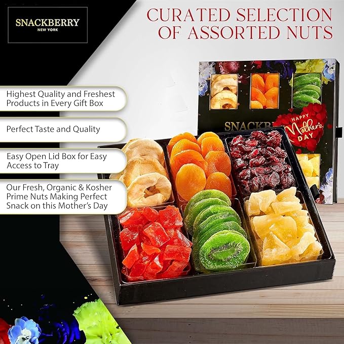 Dried Fruit Basket Gourmet Snack Box in Elegant Drawer Window Box Set for Christmas New Years Birthday Party Sympathy Healthy Snack Box for Men and Women. Kosher Parve Snackberry (3-Pack)
