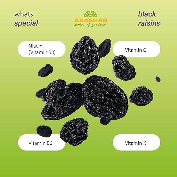 Premium Black Raisins – 13.4 oz (380g) – Natural No Added Sugar High in Fiber (Pack of 2)