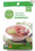 Simple Truth USDA Organic Instant Oatmeal Apple Cinnamon 10 Packets Non GMO (Pack of 2)
