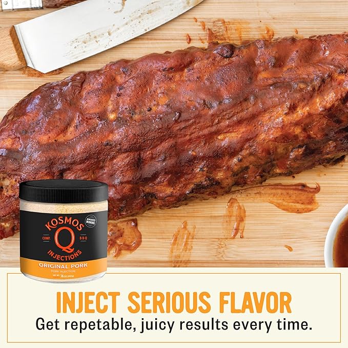 Kosmos Q Original BBQ Pork Injection Meat Marinade for Pulled Pork Chops Ribs Tenderloin &amp Brisket Enhance Flavor &amp Juiciness Award-Winning BBQ Seasoning for Moist &amp Tender Barbecue