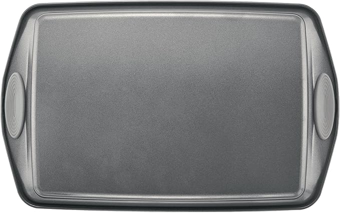 Rachael Ray Nonstick Bakeware Set with Grips Nonstick Cookie Sheets / Baking Sheets - 3 Piece Gray with Sea Salt Gray Grips
