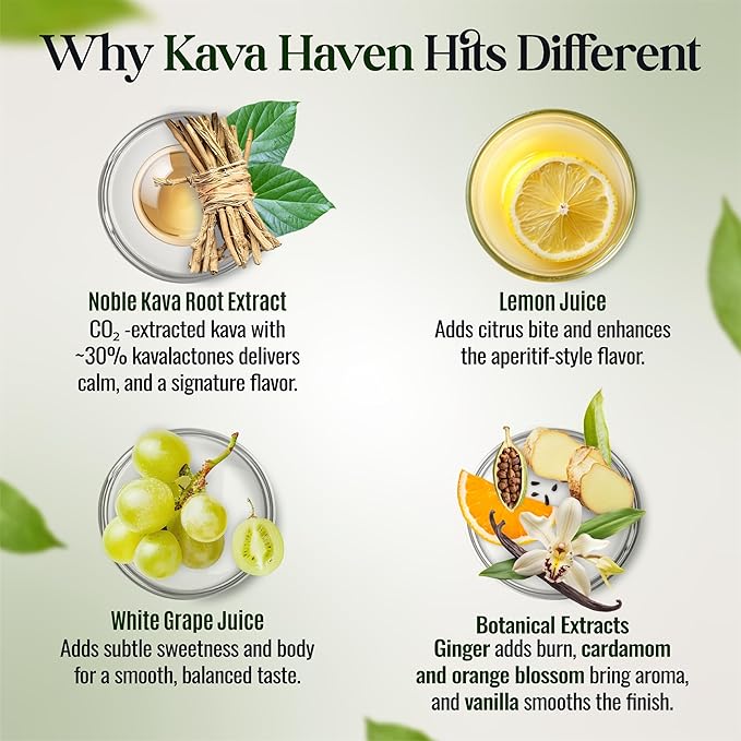 Kava Haven Non Alcoholic Spirit 750mL Bottle | Kava Kava Drink | Non Alcohol Alternative Spirit for Mixed Drink Recipes | Low Calorie | All Natural | - Lemon Ginger Flavor (17 Servings)