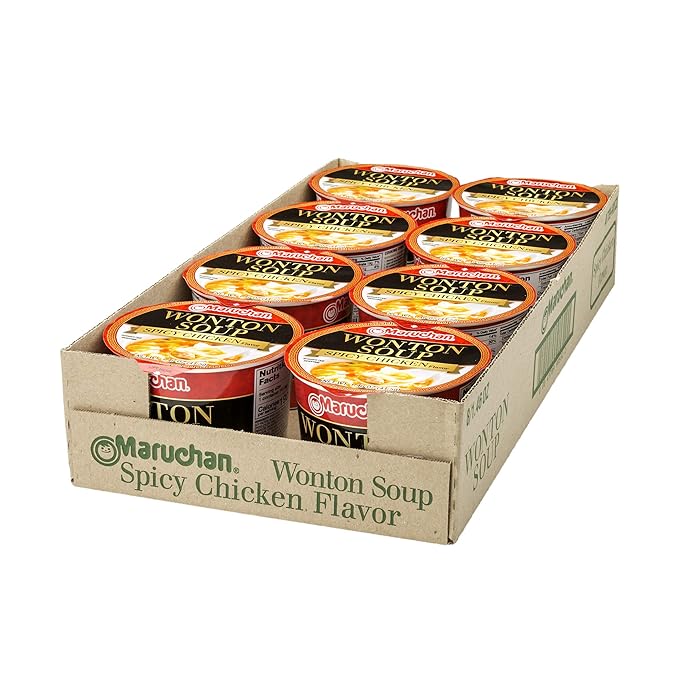 Maruchan Microwavable Bowl Wonton Hot and Spicy Chicken Flavor Pack of 8