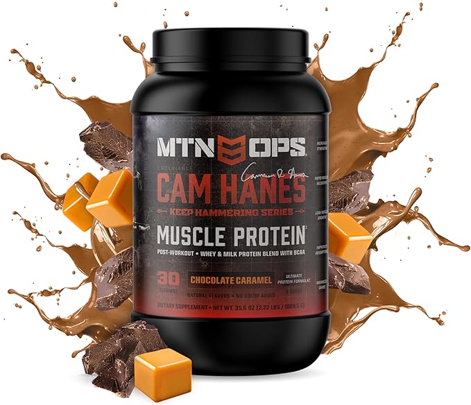 MTN OPS Cam Hanes Whey Protein &amp Tropical Punch BCAA Bundle – Chocolate Caramel Protein Powder + Amino Acids