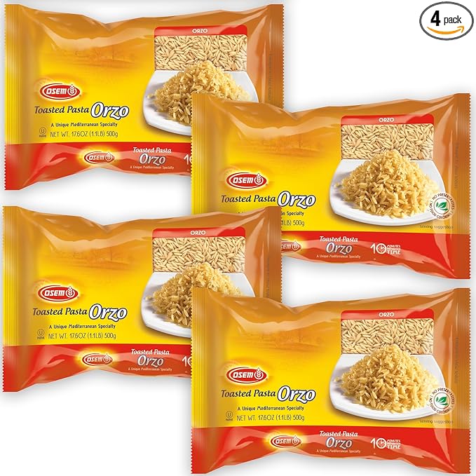 Osem Gourmet Orzo Pasta 4-Pack: Premium Kosher Certified Pasta - Great Taste Wholesome &amp Ready in 10 Minutes - Bulk Value Pack - 4.4lbs Total