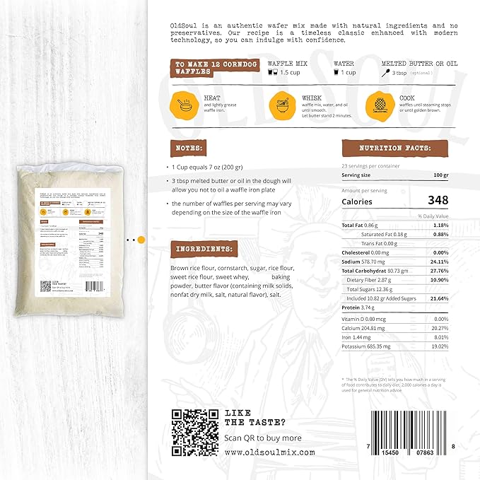 OldSoul Professional Corndog Waffle Mix | GLUTEN FREE &amp VEGAN | Original Flavour | 5 Lbs | 140 Waffles (5 Lbs Gluten Free &amp Vegan)