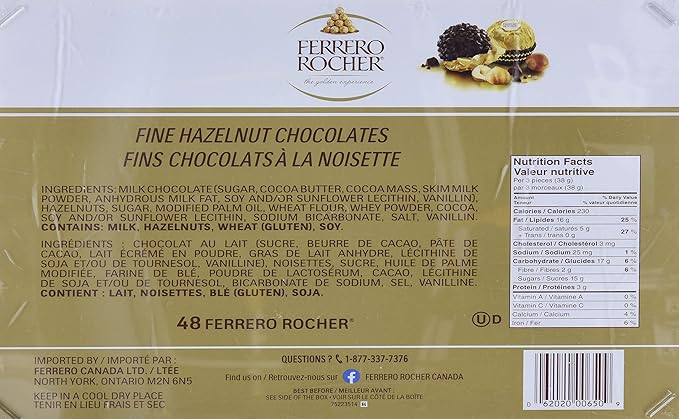 Ferrero Rocher Chocolate 48 Pieces Net Wt (600 Gram)