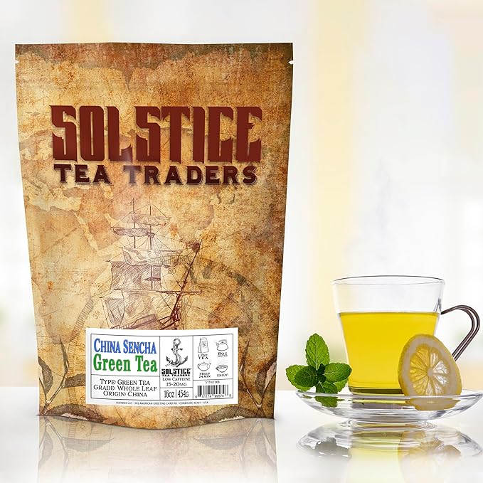 Solstice Loose Leaf Sencha Green Tea 1 LB Bulk 16-Ounces Japanese Style Green Sencha Tea - Approx 200+ Cups