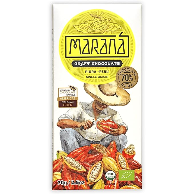Maraná Chocolate 70% Cacao Variety Dark Chocolate 3 Pack - Peruvian Chocolate - Premium Bean-to-Bar Direct Sourced Made at Origin Single Origin Woman Owned BIPOC Owned Organic Award Winning -