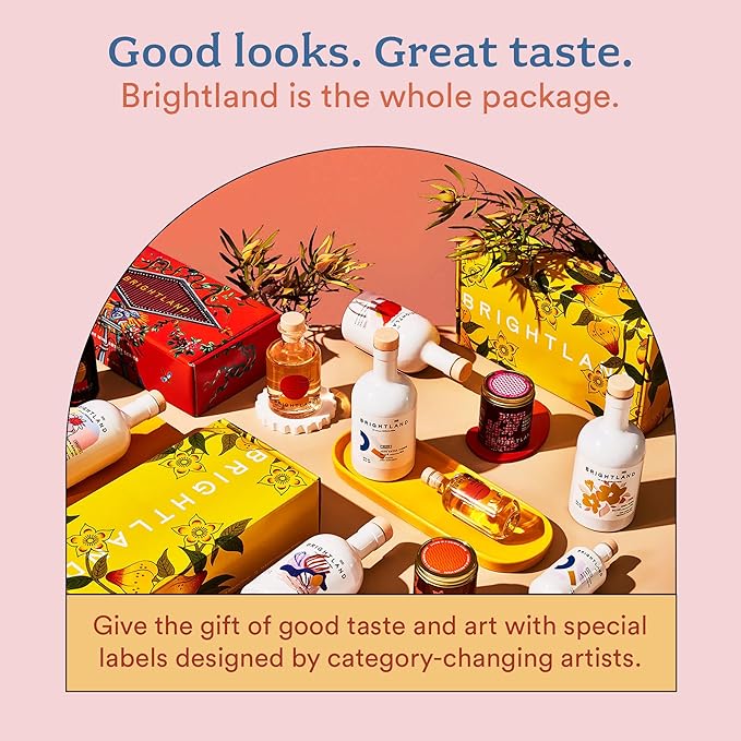 Brightland Infused Olive Oils The Artist Capsule - Cold-Pressed Made with Early-Harvest Frantoio and Arbosana Olives - High Polyphenol &amp Infused Olive Oil - 12.7 Fl Oz (Pack of 4)
