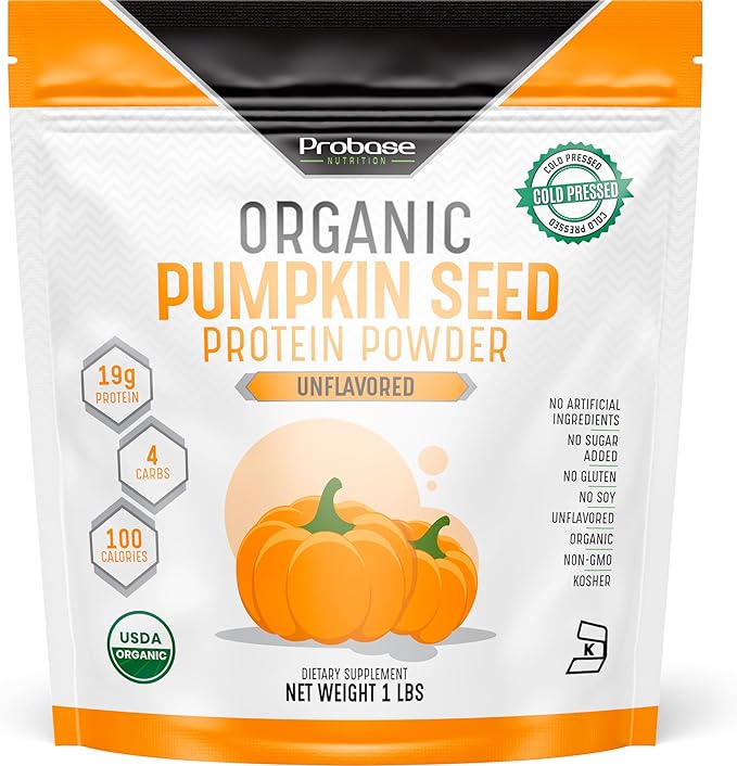 Probase Nutrition Pumpkin Seed Protein Powder Unsweetened Plant-Based Pumpkin Protein Powder Ideal for Post-Activity Support Pumpkin Powder is Rich in Omega 3 6 9 | 1 lb Cold Pressed